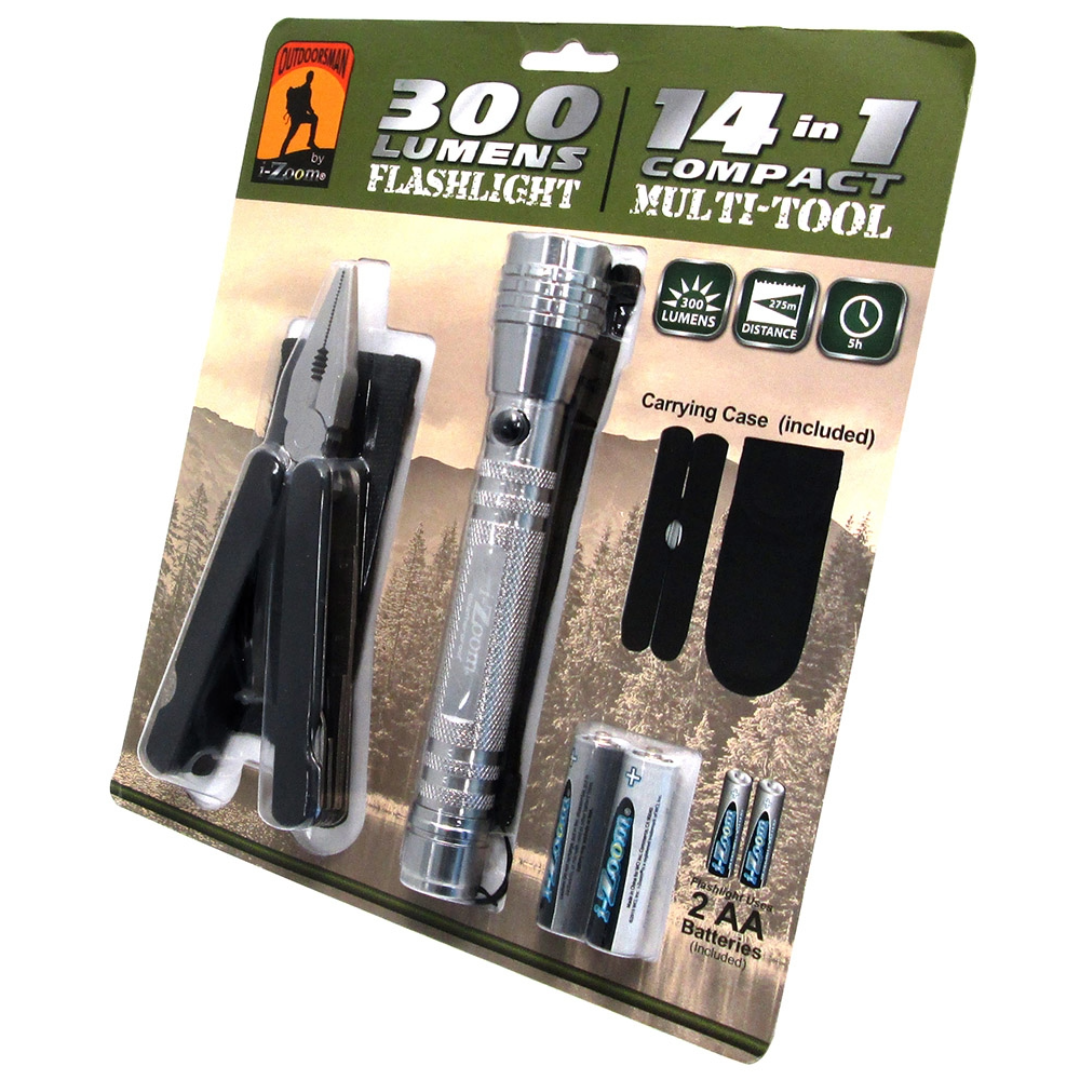 OUTDOORSMAN 300 Lumens Flashlight 14 in 1 Compact Multi-Tool