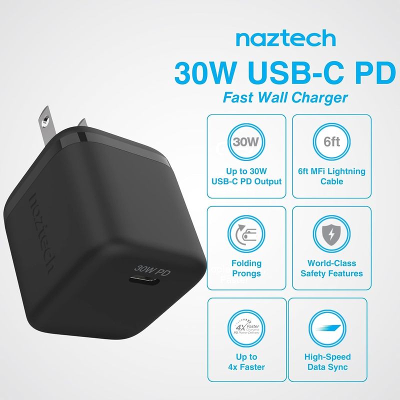 NAZTECH 30W Charger with 6ft USB-C Cable