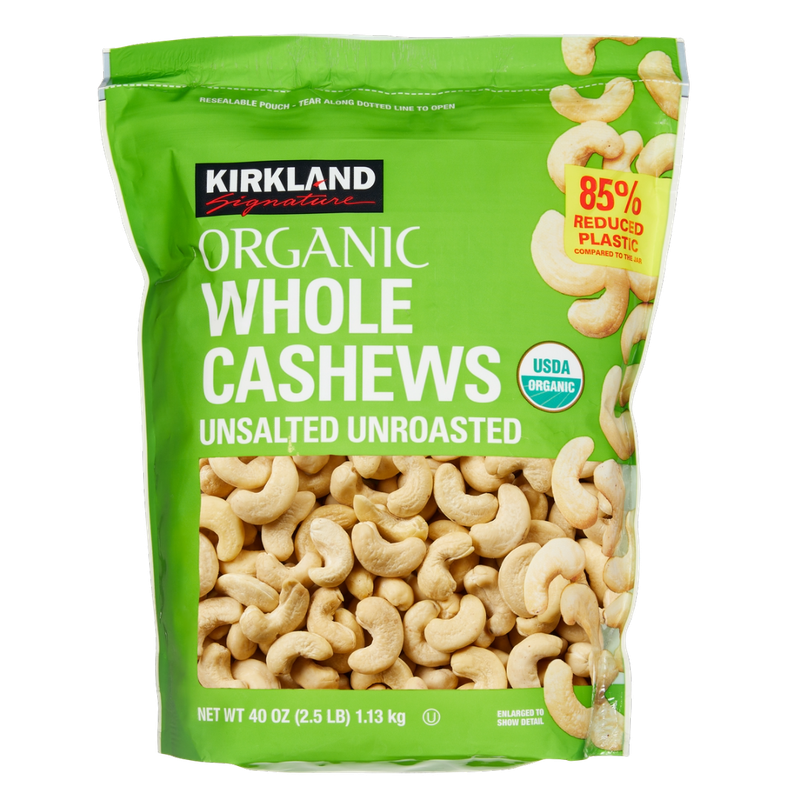 Kirkland Organic Whole Cashews Unsalted 40oz