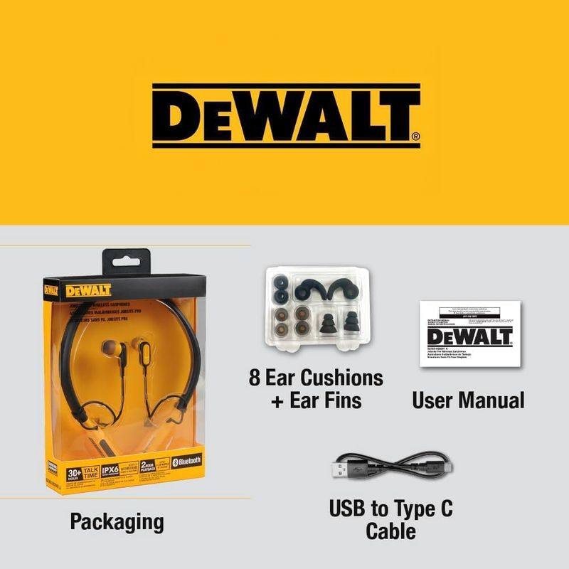 DEWALT Headphones Wireless IPX6