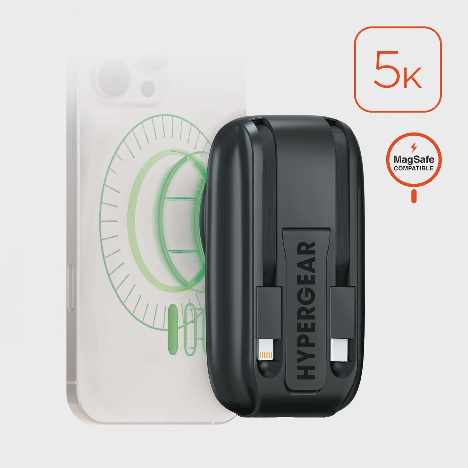Hypergear Mag Grip Go Magnetic Wireless Fast Charge Power Bank, Color: Black