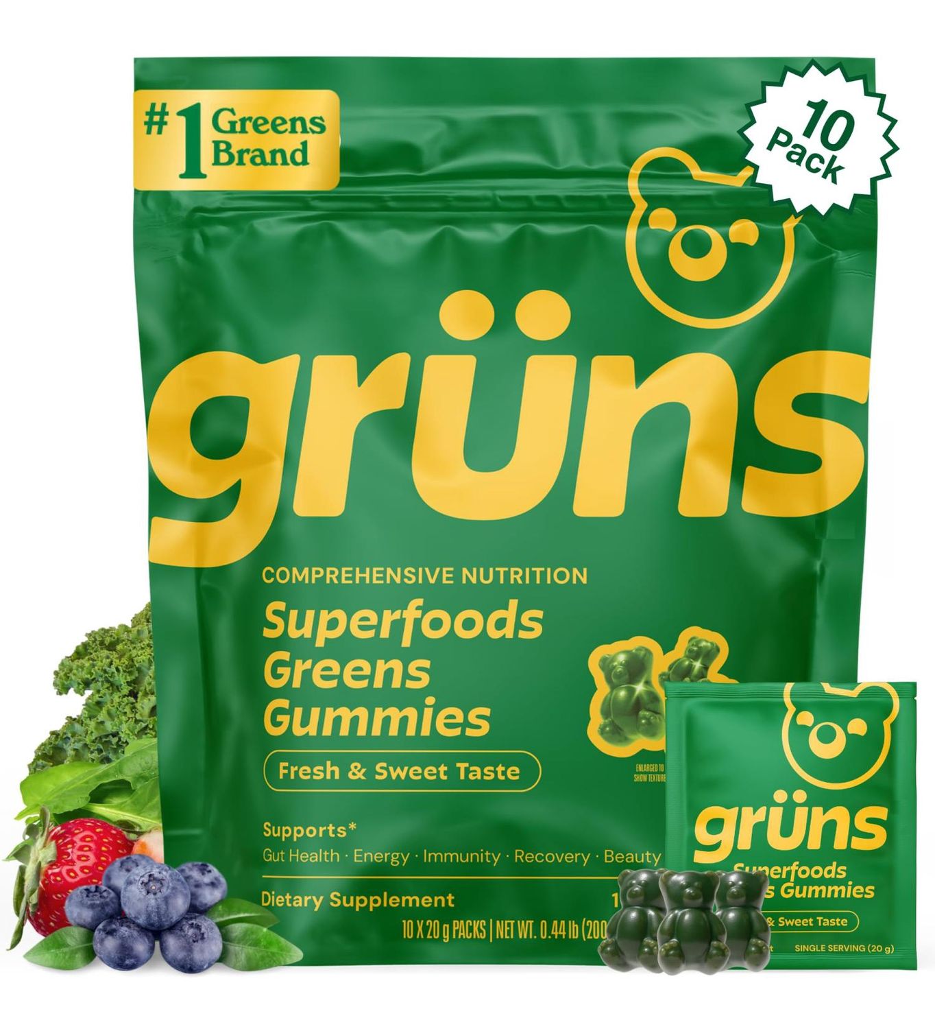 GRUNS Superfoods Greens Gummies 35 Daily Packs