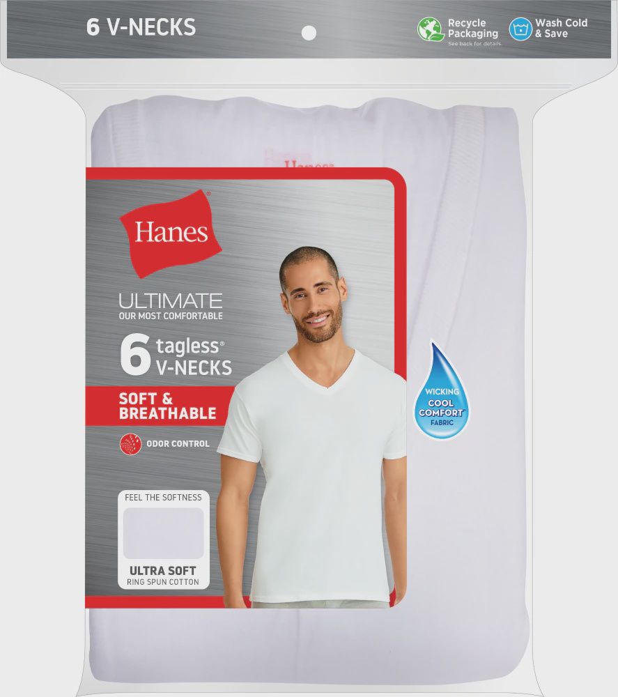 Hanes V-Necks 6 Pack, Size: Small
