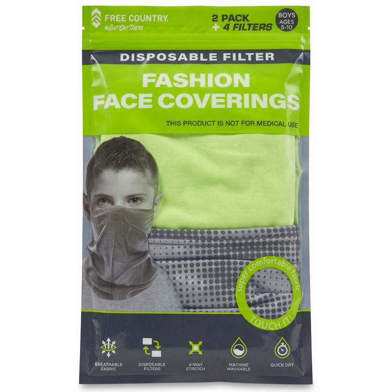 Fashion Face Coverings 2-Pack + 4 Filters (Boys 5-10)