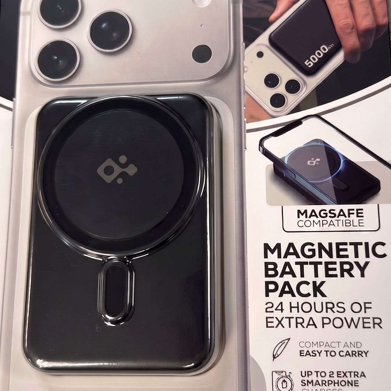 Techbro Magnetic Battery Pack 24 Hours of Extra Power, Color: Black