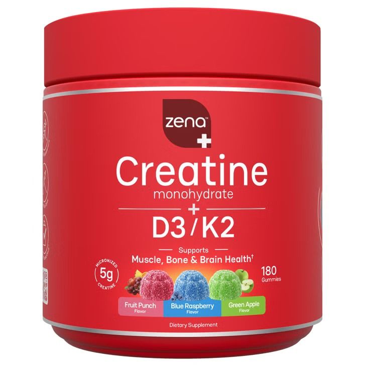 Zena Creatine Monohydrate + D3/ K2 5g Micronized Creatine - 180 Gummies