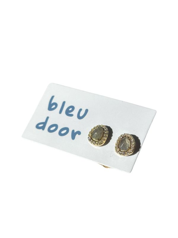 Sliced Labradorite Pave Earrings