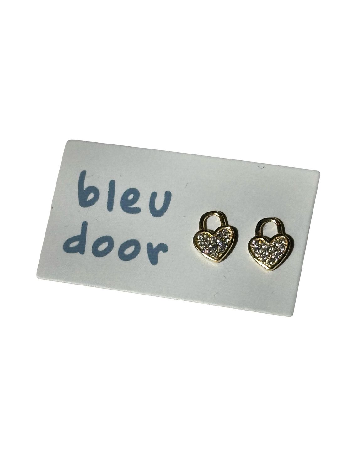 Sterling Silver Heart Lock Cubic Zirconia Stud Earrings