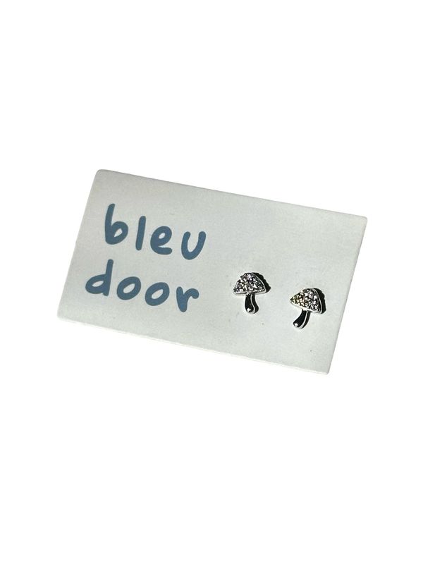 Sterling Silver Crystal Mushroom Stud Earrings