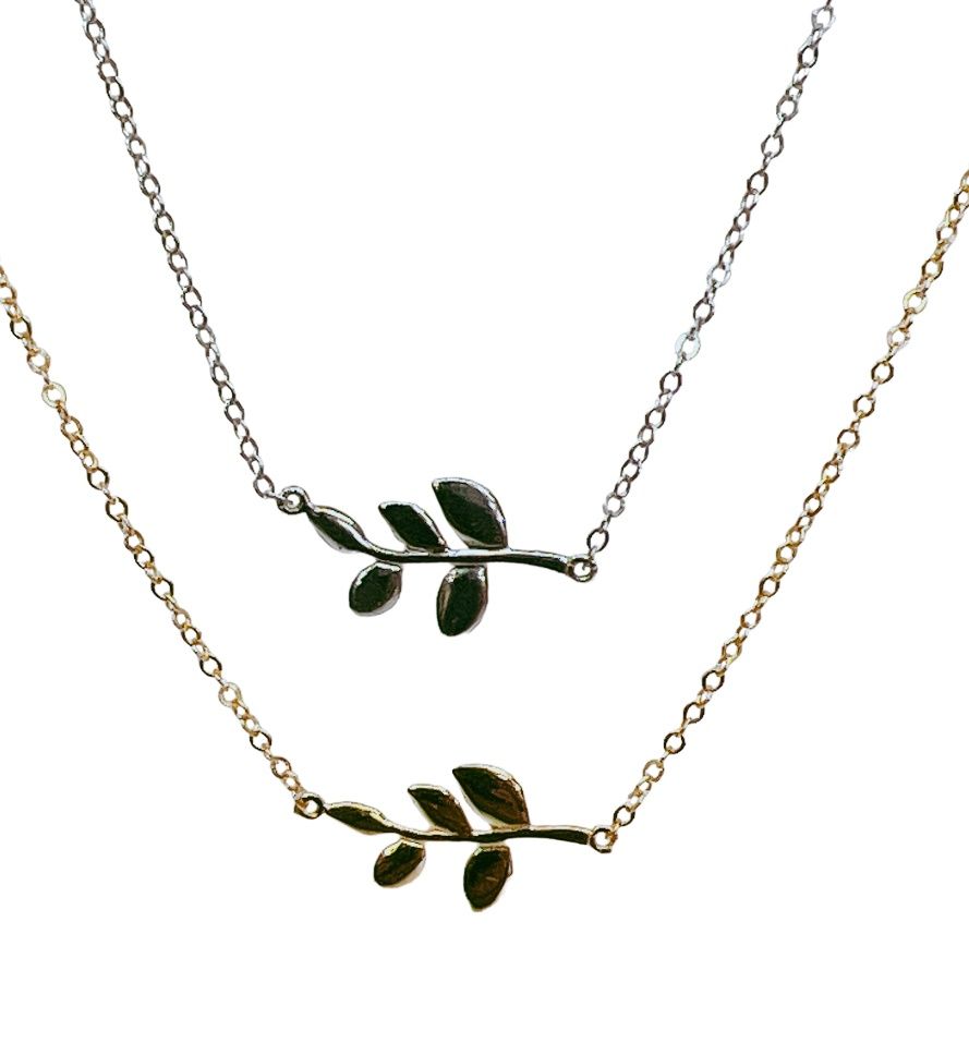 Sterling Silver Botanical Olive Leaf Necklace