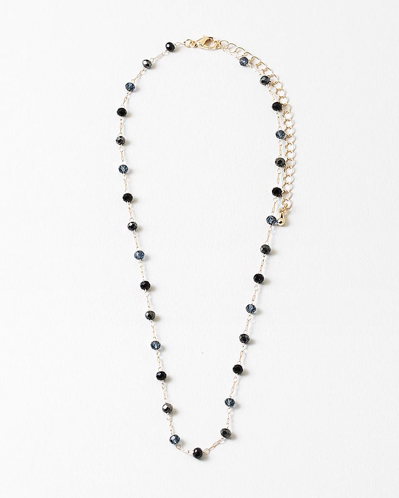 Dark Navy Crystal Beaded Choker