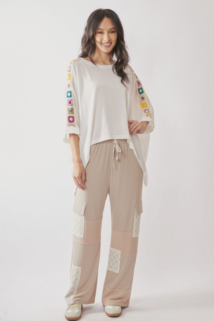 Oversized Crochet Detail T Shirt