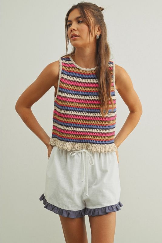 Cropped Crochet Tank Top
