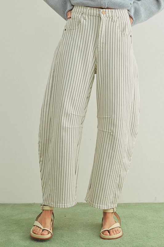 Pinstripe Barrel Leg Pants