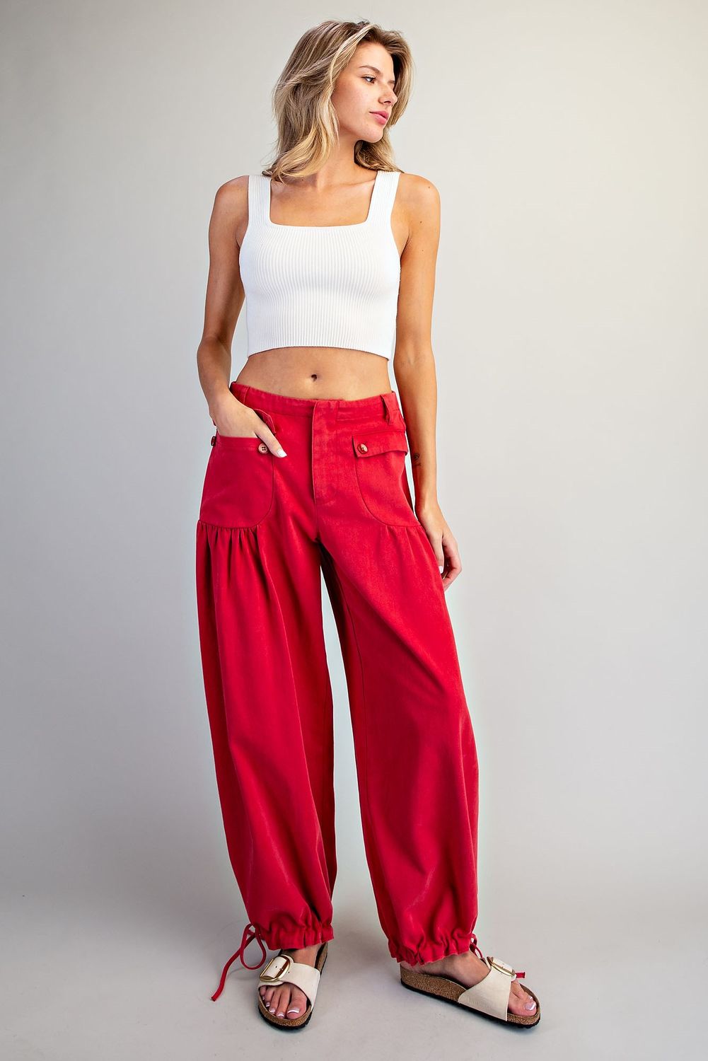 Mineral Washed Tie Cuff Pants