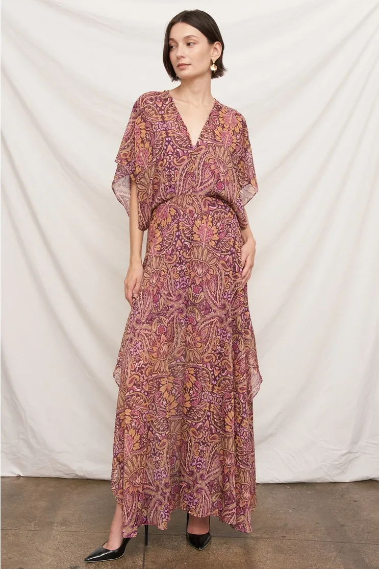 Kimono Sleeve Paisley Print Dress