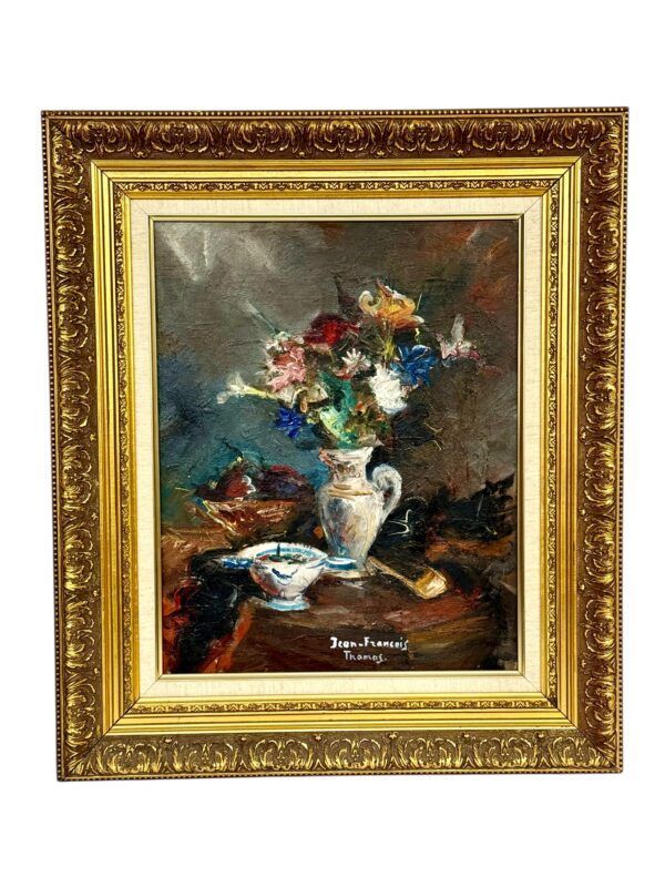Nature morte florale vibrante avec bol en porcelaine par Jean-François Thomas