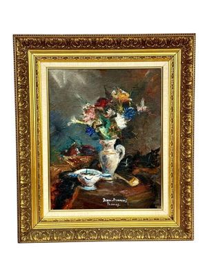 Vibrant Floral Still Life with Porcelain Bowl by Jean-François Thomas