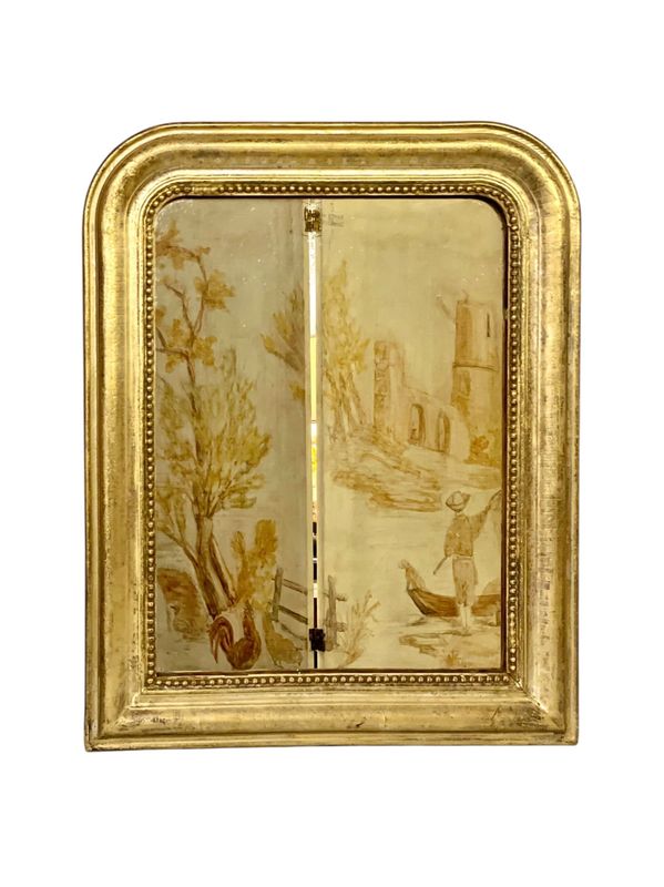 Miroir mural Louis Philippe en bois doré des années 1830