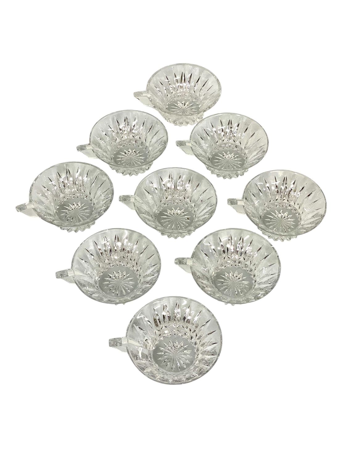 Ensemble de 9 bols à anse en cristal Saint Louis – Modèle Buckingham, France