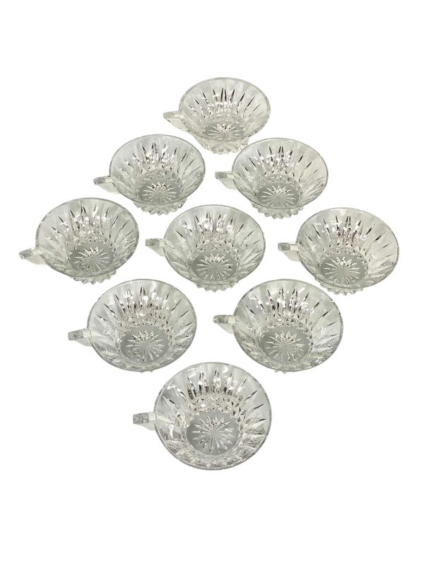 Ensemble de 9 bols à anse en cristal Saint Louis – Modèle Buckingham, France