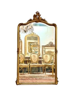 19th Century Large Giltwood Bevelled Rococo Mirror