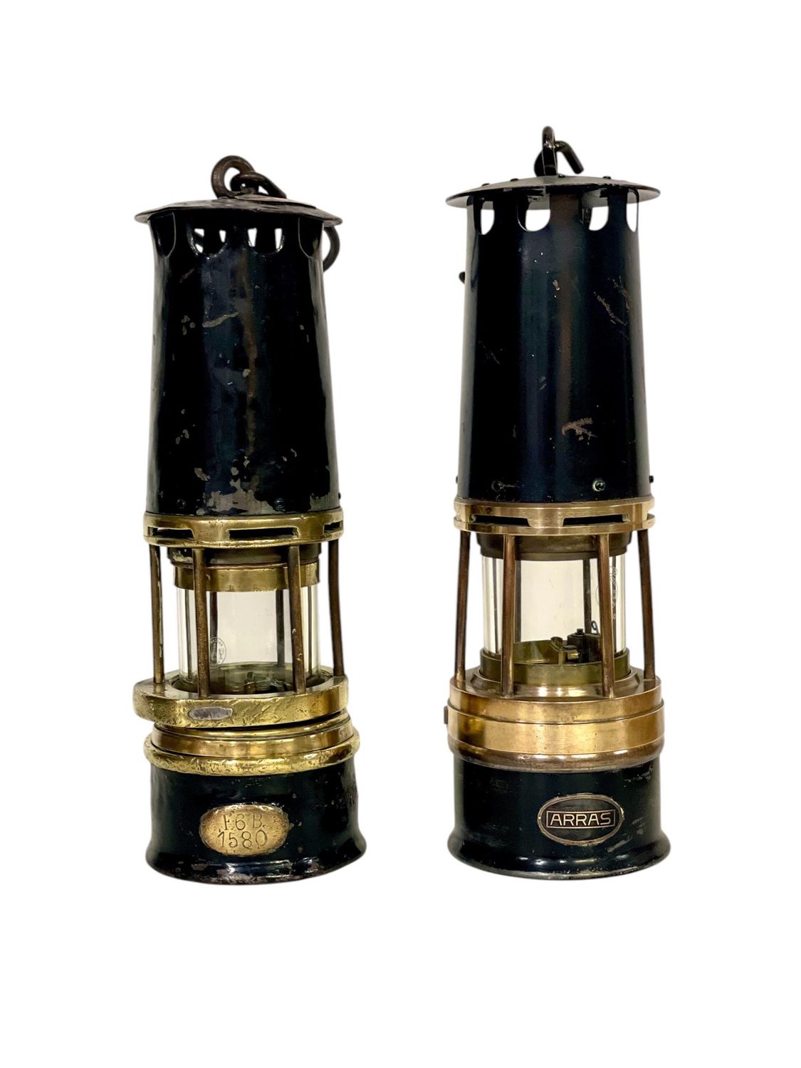 Rares lampes de mineur d'ARRAS en cristal de Baccarat, début du XXe siècle
