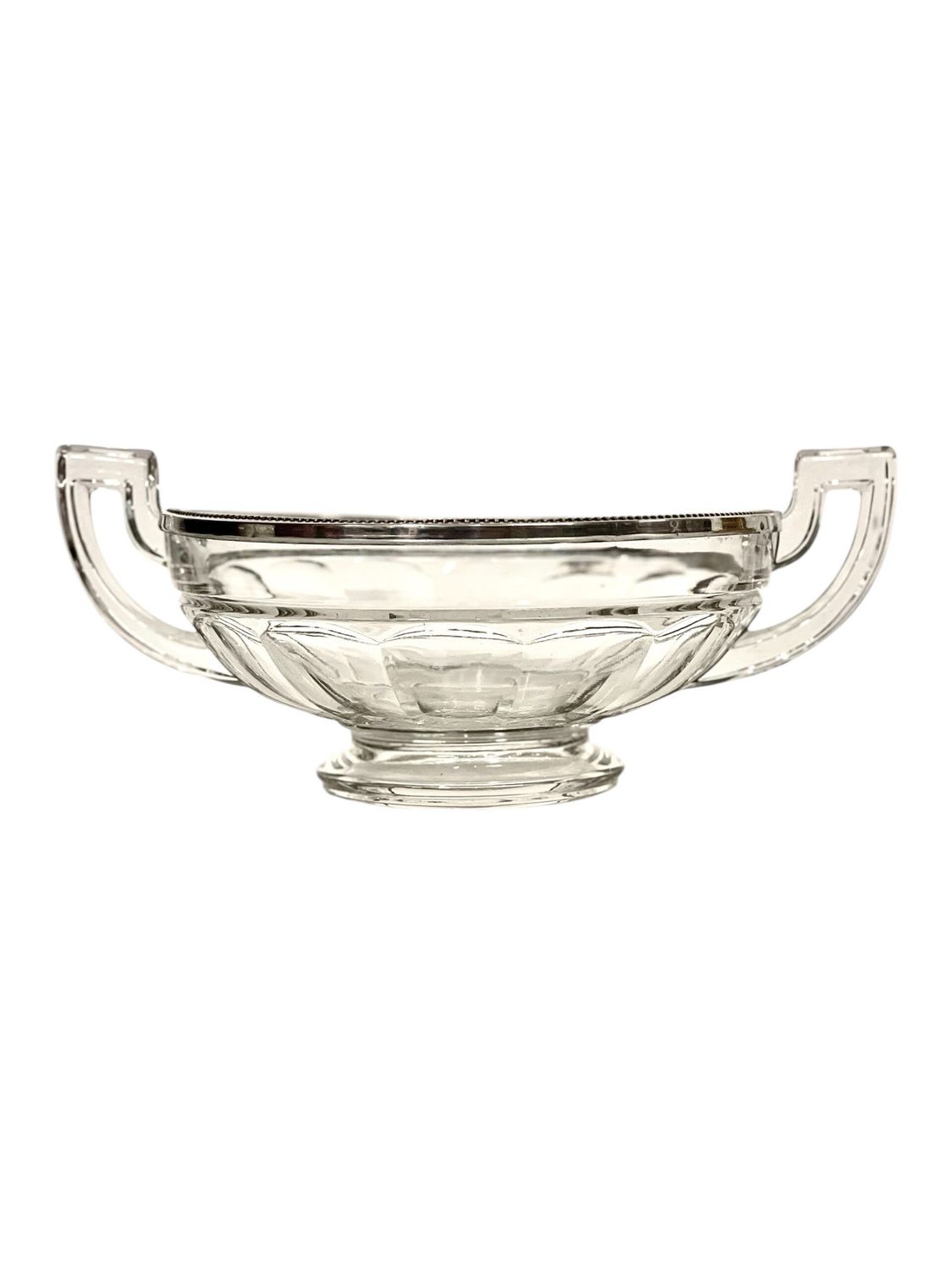 Bol en cristal et argent sterling de Val Saint Lambert – Signé, vers 1920