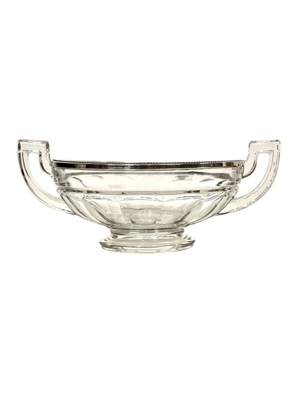 Bol en cristal et argent sterling de Val Saint Lambert – Signé, vers 1920