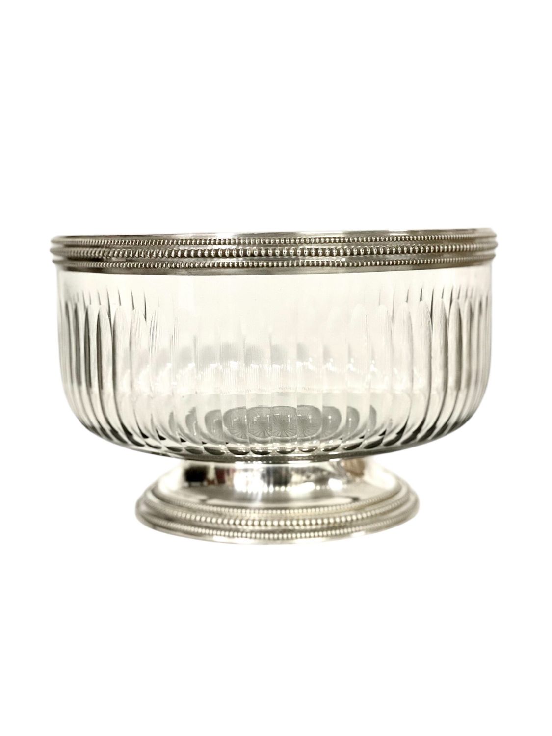 Grand bol en cristal et argent sterling, fin du XIXe siècle