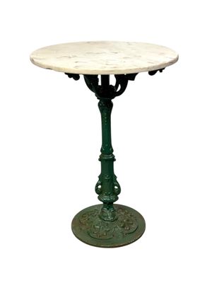Table de bistrot en fonte avec plateau en marbre blanc, XIXe siècle