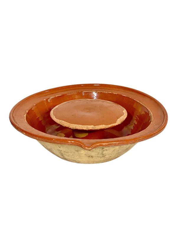 Passoire à fromage en terre cuite émaillée du XIXe siècle, vers 1800