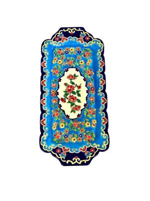 Plat Floral Émaillé Émaux de Longwy, Céramique Rectangulaire