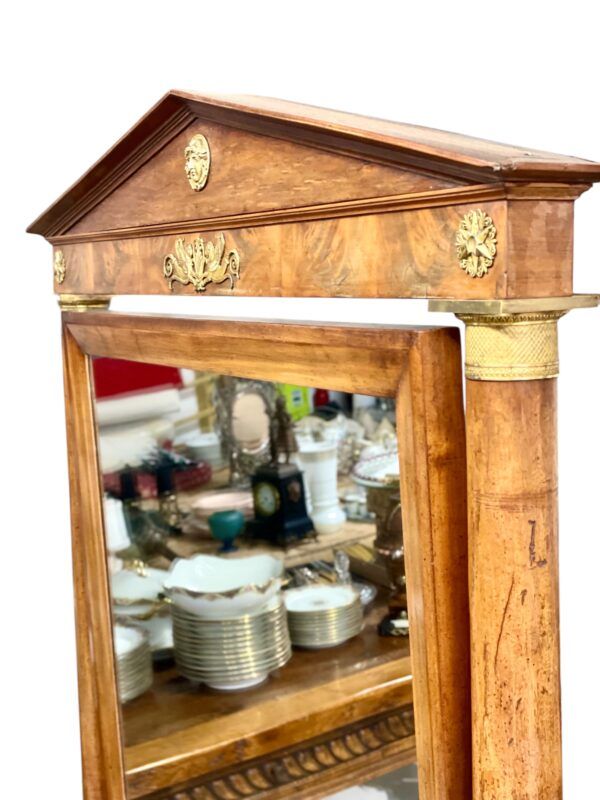 Rare et imposant miroir psyché Premier Empire en noyer et bronze doré