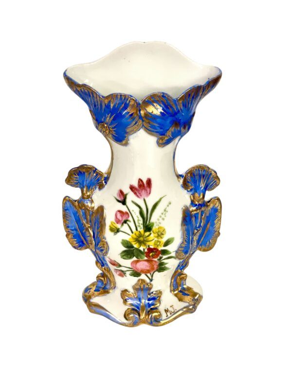 Vase de mariage en porcelaine du XIXe siècle avec des accents dorés