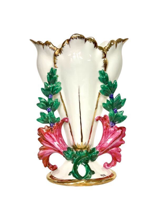 Vase de mariage en porcelaine du XIXe siècle avec des accents dorés