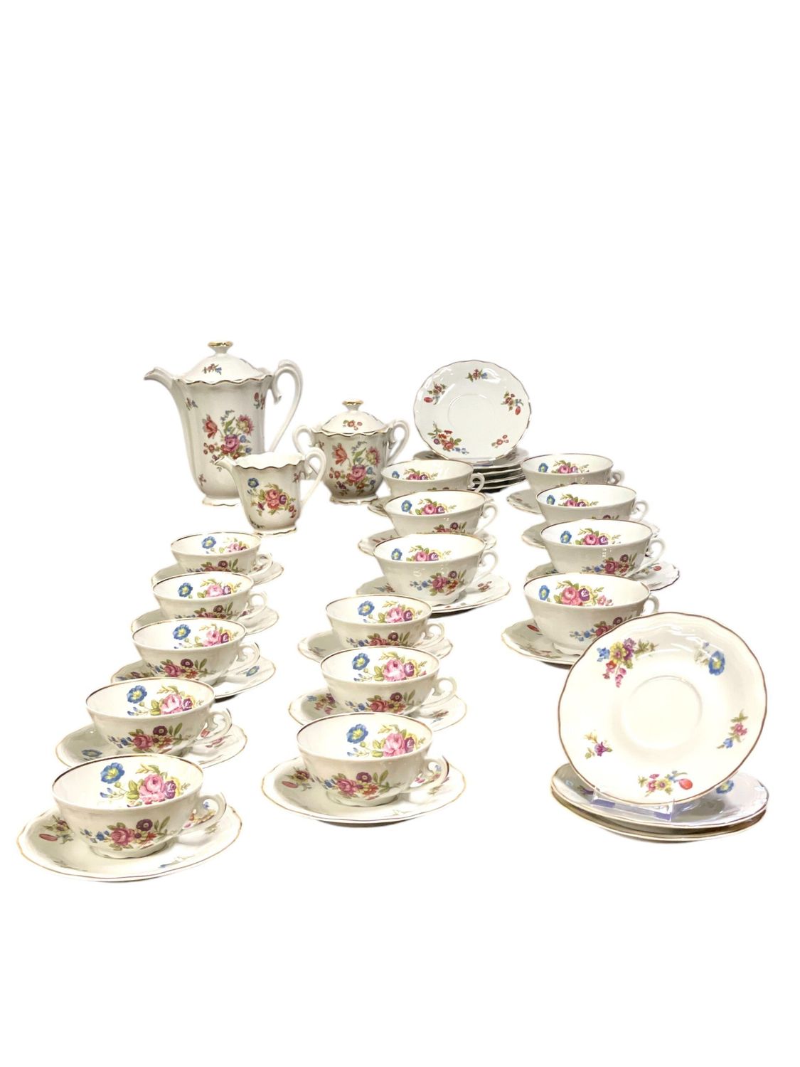 Service à thé et café vintage ULIM en porcelaine de Limoges – 41 pièces