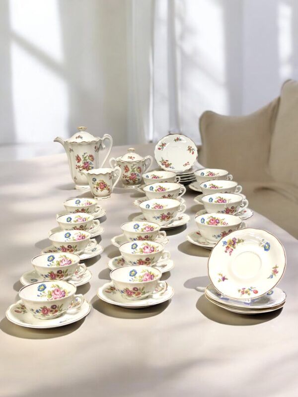 Service à thé et café vintage ULIM en porcelaine de Limoges – 41 pièces