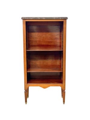 Bibliothèque en noyer du XIXe siècle avec plateau en marbre