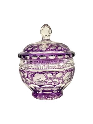 Bonbonnière en cristal taillé améthyste du XXe siècle