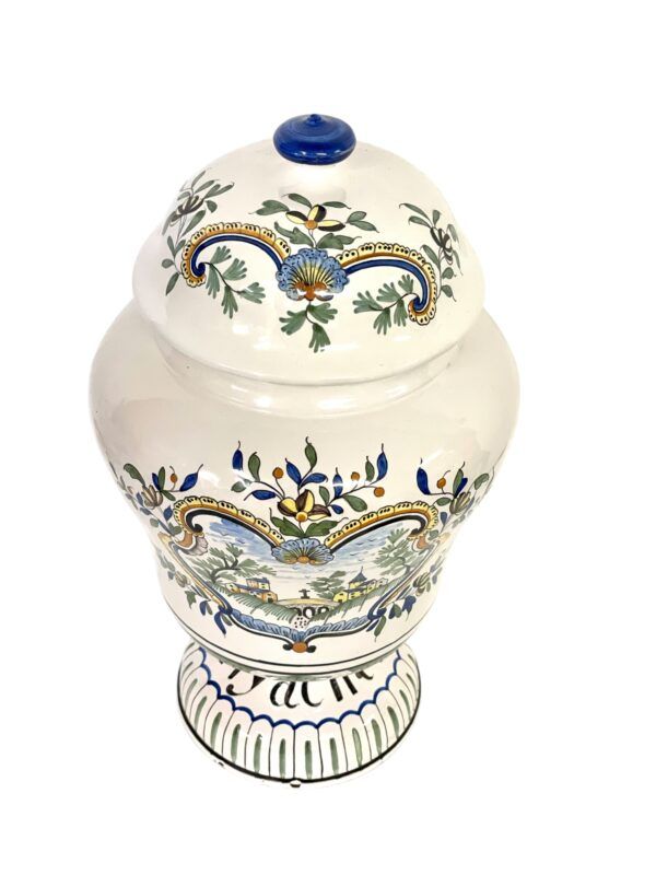 Rare pot d'apothicaire en céramique du XIXe siècle avec son couvercle