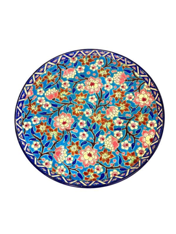 Plateau En Céramique Émaillée Turquoise Art Nouveau Longwy