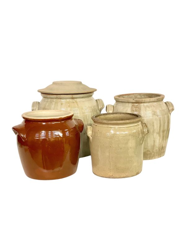 Ensemble de quatre pots à confit en terre cuite émaillée du XIXe siècle