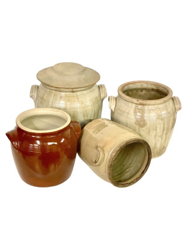 Ensemble de quatre pots à confit en terre cuite émaillée du XIXe siècle