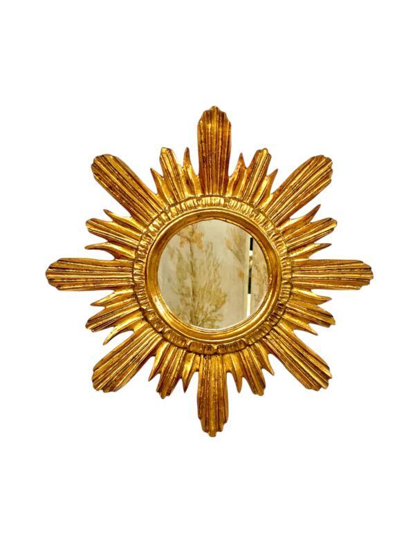 Miroir Sunburst en bois doré