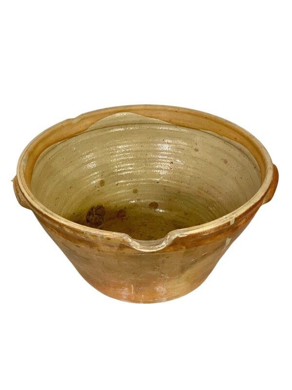 Grand bol à mélanger en terre cuite émaillée du XIXe siècle