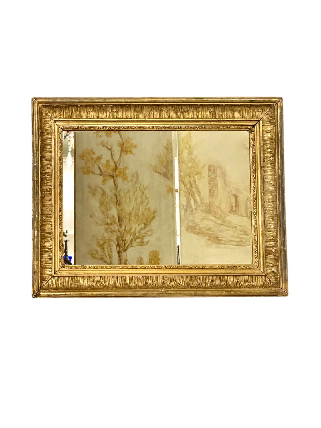 Miroir rectangulaire néoclassique en bois doré, France XIXe siècle