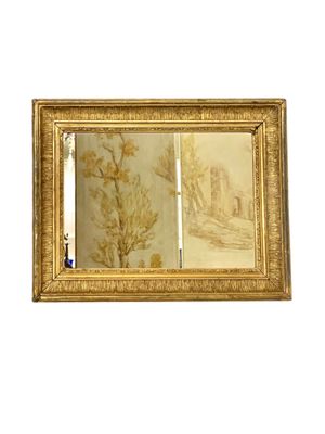 Miroir rectangulaire néoclassique en bois doré, France XIXe siècle