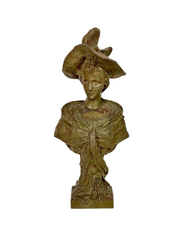 Antique Patinated Bronze Bust by Pedro Ramón José Rigual, Circa 1900