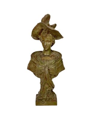 Antique Patinated Bronze Bust by Pedro Ramón José Rigual, Circa 1900